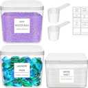 Lifewit 2+1 Laundry Pods Container & Dryer Sheet Holder, Large Powder Detergent Dispenser Storage Jars, Laundry Room Containers for Scent Booster Beads with Pop up Lids, Labels and Scoop
