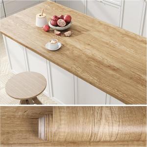 VEELIKE Rustic Oak Wood Contact Paper Peel and Stick Waterproof Wood Grain Contact Paper for Countertops Table Desk Cabinets 24''x354'' Thick Wooden Wallpaper Self Adhesive Removable Woods Vinyl Wrap