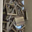 12 Pcs/6 Set Wooden Wedding Lantern Centerpiece Include 6 Lantern Candle Holder 6 Flameless LED Candle for Rustic Wedding Table Party Baby Shower Farmhouse Decor(No Wreathes)