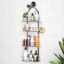 Shower Caddy Hanging (Silver), Adjustable Anti-Swing-Over The Shower Head Caddy, 4 Tier Height Bathroom Storage Organizer Bathroom Shelves Basket Rack Shower Caddies (4Tier)