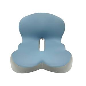 Buttocks Cushions Office Chair Cushion with Backrest (Blue and Gray Patchwork Color)