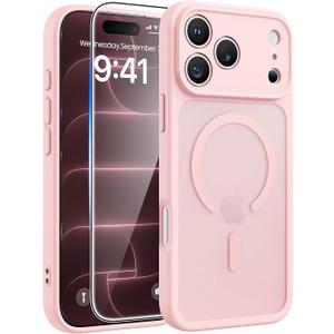 FNTCASE for iPhone 18 Pro Max Case/iPhone 17 Pro Max Case, Screen Protector
Fit for Magsafe, Camera Protection, Translucent Matte, 14FT Military Grade Drop Proof, Shockproof Phone Cover, Light Pink