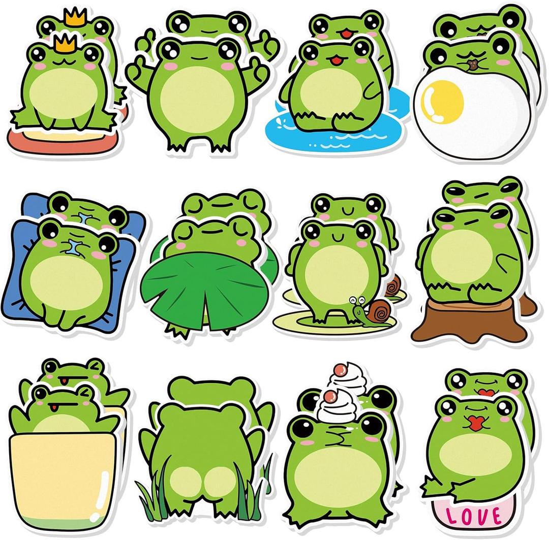 Yinder 24 Pads Cute Sticky Notes Fun Kawaii Animal Sticky Notes Pads Bulk Cartoon Memo Self Adhesive Gift for Valentines Veterinary Office School Tab Party Supplies(Frog)