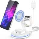 3 in 1 Charging Station for Apple Devices,Fast Mag-Safe Charger Stand,Magnetic Wireless Charger for iPhone 16 15 14 13 12 Series & Apple Watch 10 9 8 7 6 5 4 3 2 SE & Airpods 4 3 2 Pro(White)