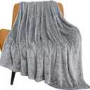 TOONOW Fleece Blanket Super Soft Cozy Throw Blanket 50" x 60", Lightweight Fuzzy Comfy Textured Flannel Blanket Warm Plush Throw Blankets for Couch, Sofa, Bed, Light Grey