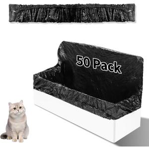 Trash Bags Compatible with Popur X5 Litter Box - with Elastic Band, Thickened Design for Popur X5 Self-Cleaning Cat Litter Box/Home Trash Bags -Black (50 Pcs)