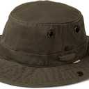 Tilley The Wanderer Hat, UPF 50+ Sun Protection, Water-Resistant, Breathable Cotton Duck, Floats on Water, Enzyme-Washed for Travel-Worn Look, Backed for Life, Olive, 7 3/4