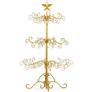 VINGLI 3ft Wrought Iron Christmas Tree w/80 Branch Tips, 3-Tier Metal Display Stand for Gifts, Box, Ornament Display Tree Suit for Holiday, Party, Home Decor, Indoor & Outdoor Decor Hanger, Gold VINGLI 3ft Wrought Iron Christmas Tree w/80 Branch Tips, 3-Tier Metal Display Stand for Gifts, Box, Ornament Display Tree Suit for Holiday, Party, Home Decor, Indoor & Outdoor Decor Hanger, Gold