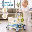 ROBUD Wooden Baby Push Walker, Marine Theme Learning Walking Toys, Adjustable Height Baby Walker with Decelerator, Montessori Toys for Baby Age 10 Months+, WRP23