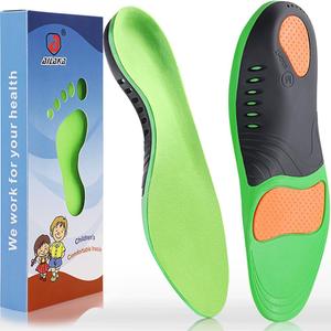 Ailaka Kids Orthotic Arch Support Shoe Insoles, Plantar Fasciitis Cushioning Athletic Inserts for Flatfoot Pain Relief Running Walking (1-3 M US Little kid, Green)