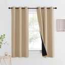 NICETOWN Room Warming Curtain, Bedroom Full Blackout Panel, Super Thick Insulated Window Cover, Complete Blackout Drapery with Black Liner for Short Window(Biscotti Beige, 1 PC, 42 by 63-inch)