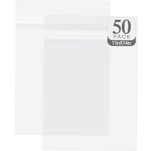 Golden State Art, 50 Pack Clear Bags for 11x14 Mats, Pictures, Acid-Free, 11 1/4" x 14 1/8"