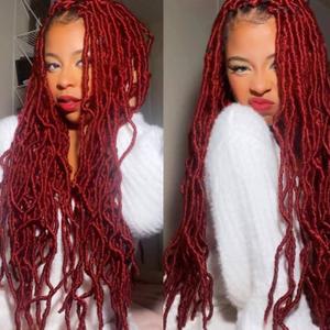 Burgundy Soft Locs 26 Inch Faux Locs Crochet Hair Pre Looped Distressed New Locs 7 Packs Soft Locs Crochet Hair Long Goddess Locs Hair Red Crochet Braids Hair Extensions for Black Women