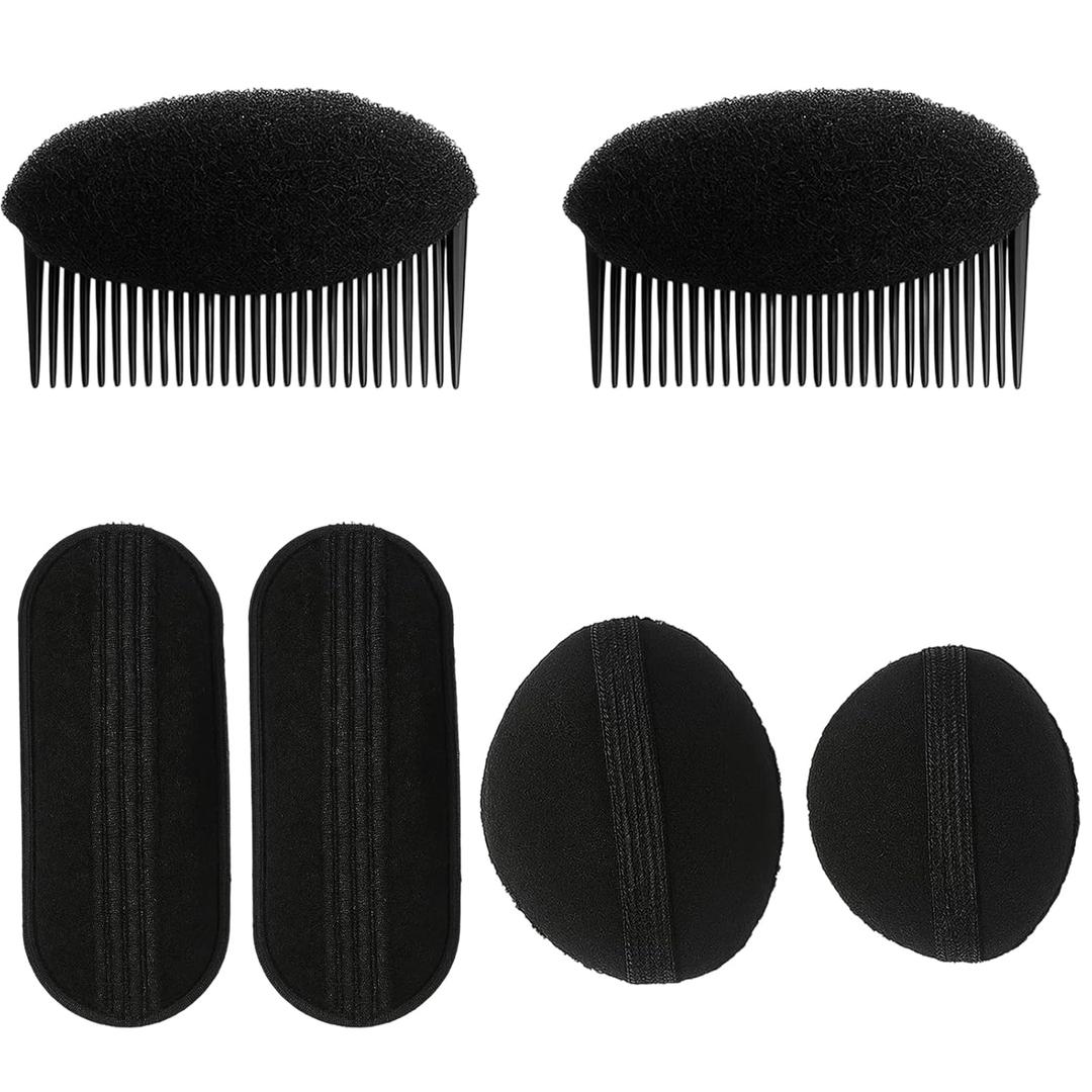 6-Piece Hair Bumps for Volume Insert, Fluffy Bumpits for Hair Set, Asymmetric Volume Pads with Black Sponge Inserts, Breathable Design for Enhanced Comfort and Style