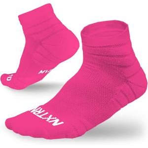 3 Pairs Nxtrnd Quarter Socks for Men & Boys, Padded Athletic Socks for Football (Large, Pink)