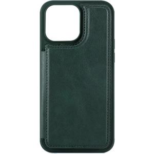 Wallet Case for iPhone 15 Pro Max/15 Pro/15 Plus/15, Leather Stand Card Slot Mobile Phone Case, Magnetic Closure Bumper Protective Case, Green, 15 Pro 6.1 Inch