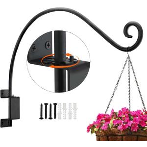 AJART Bird Feeder Hanger for Outside:22-inch Swivel Hanging Plant Hangers Bracket Outdoor for Garden Patio Yard Tree Wall Mount - Hummingbird Feeder Hooks (Black-01)