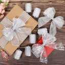 PEUTIER 6 Rolls Glitter Christmas Wired Ribbons, 2.5" Wide Silver Glitter Snowflake, Striped, Floral Pattern Christmas Tree Ribbons for Crafts, Wreaths, Gift Wrapping (36yd Total Length)