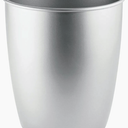 mDesign Round Metal Small 1.7 Gallon Recycle Trash Can Wastebasket, Garbage Container Bin for Bathrooms, Kitchen, Bedroom, Home Office - Durable Stainless Steel - Mirri Collection - 1 Pack - Chrome