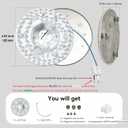 4.92" Ceiling Fan LED Light Board Replacement Upgrade Retrofit Kit Bright Dimmable 120V 18W 3CCT 3000K 4000K 6000K Daylight 1500LM PCB, Magnetic Easy Install in 5min (cover or shade NOT included)