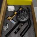 PROOX 3 Handle Tub Shower Faucet Set, Dual shower head Combo with Tub and Shower Trim Kit with Rough-in Valve, Matte Black Bathtub Shower Faucets, Wall Mounted Bathroom Rain Shower System