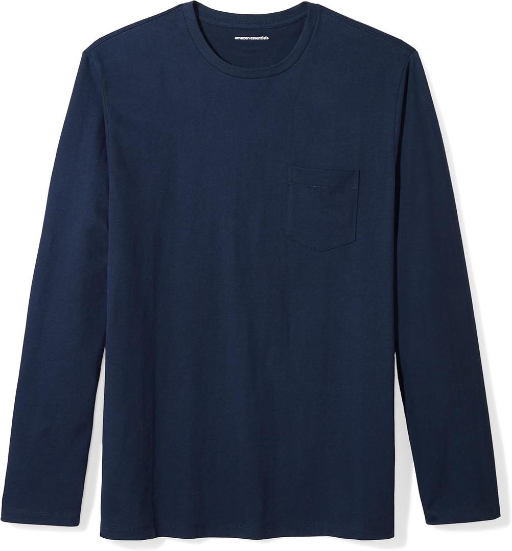 Amazon Essentials Men's Regular-Fit Crewneck Long-Sleeve T-Shirts (Blue, M)