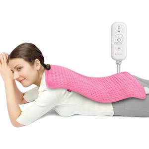 Comfytemp Heating Pad for Back Pain Relief - Electric Heating Pad for Period Cramps, Moist/Dry Heat, Birthday Gifts for Mom, 3 Heat Settings, 2H Auto Off, Machine Washable (12" x24", Pink)