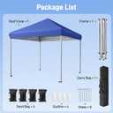 10x10 Pop Up Canopy, Portable Instant Canopy Tent with Carry Bag, 4 Sandbags and 8 Stakes for Outdoor Events, Parties & Camping - Blue