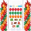 2 Sets Camping Balloon Column Stand Kit With 102 Camping Balloons Campfire Foil 5.57ft Adjustable Balloon Tower Stand With Bases Adjustable Arch Column for Camp Party Outdoor Birthday Supplies