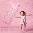 FAHRMOSIS 14 OZ Kids Water Bottle with Straw & 2 Lids (Flip & Spout) Leak Proof Metal Insulated Stainless Steel Reusable Tumbler for School & Sports Water Bottle - Pink (Unicorn)