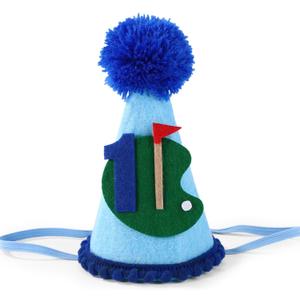 Tinoaly Golf 1st Birthday Hat, Hole in One Party Decorations for Boys First Birthday Celebration Accessories Golf Themed Party Supplies (Blue)