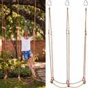 Simgoing Climbing Rope Ninja Ladder for Kids, Indoor & Outdoor Playset, Treehouse Swing, Obstacle Course Accessory, Rickety Rope Bridge(15.7 Inch,Wood Color)