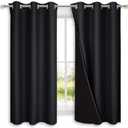 NICETOWN Complete 100% Blackout Curtain Set, Thermal Insulated & Energy Efficiency Window Draperies with Black Liner, Noise Reducing Short Curtains for Kids Room (Black, 42"W by 63"L, Double Panels)