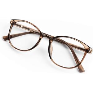 FONHCOO Blue Light Blocking Glasses Women Men TR90 Round Computer Eyeglasses (Coffee)