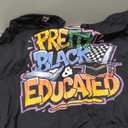 Pretty Black & Educated Colorful Graffiti Black History Kids T-Shirt Size 2 XL