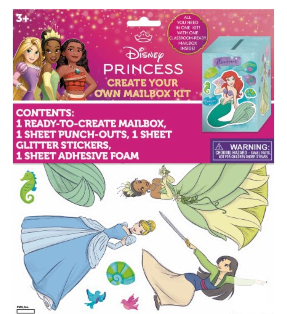 Disney Princess Create Your Own Mailbox Kit, Pack of 4.