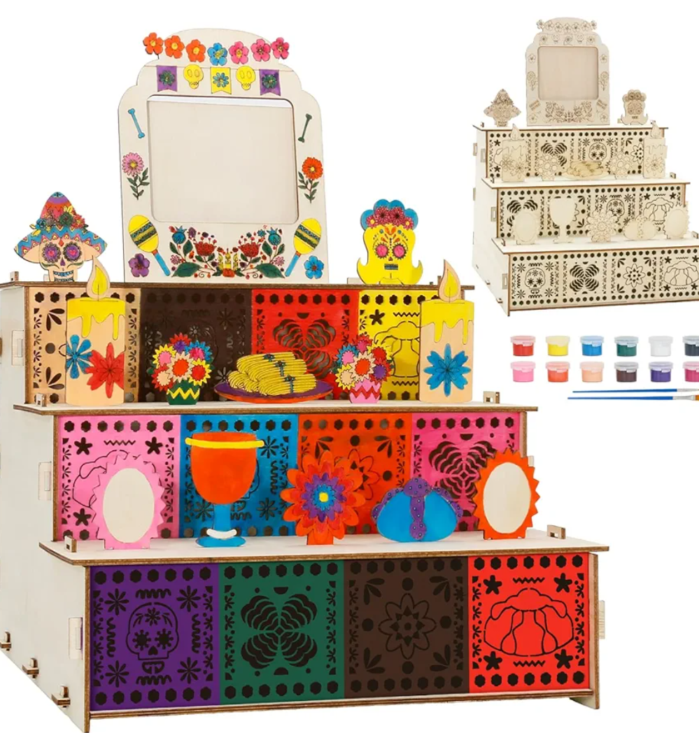 YESGIRL Dia De Los Muertos Decoration Dia de Los Muertos Altar Ofrenda Wooden Box DIY Day of The Dead Shadow Box Remembrance Picture Frame for Day of The Dead Home Kitchen Room Decoration