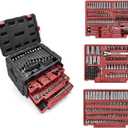 WORKPRO 450-Piece Drive Socket Set 1/2" 1/4" 3/8", CR-V Metric and Imperial with Quick-Release Ratchet Wrench, Spanners, Bits Set, Mechanics Tool for Car Repair