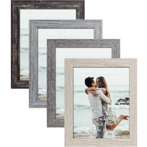 QUTREY 4 Multi Color 8x10 Picture Frames Set, Distressed Rustic 8 x 10 Photo Frames for 8 by 10 inch Pictures for Tabletop and Wall Collage