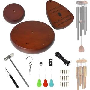 Wind Chime Repair Kit, 28 PCS Windchime Replacement Parts Including Round Top, Clapper, Wind Catcher, 19.6FT Nylon Cord, DIY Wind Chime Supplies (Brown)