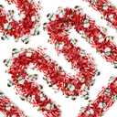 50 Ft Christmas Tinsel Garland, Snowman and Cane Metallic Shiny Party Tinsel Garland, Hanging Decorations for Christmas Tree Wreath Home Party Supplies (Red, Green)