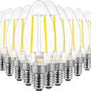 Energetic Dimmable E12 LED Candelabra Bulb,60 Watt Equivalent B11 LED Chandelier Bulbs, Cool White 4000K, 550LM, 5 Watt Halloween Christmas Decoration Filament Candle,ETL Listed, 12 Pack 