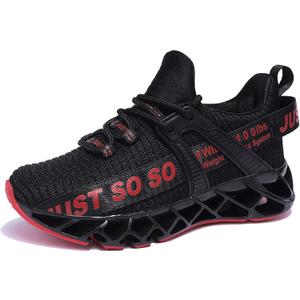 COKAFIL Boys Girls Sneakers Kids Running Sports Athletic Non-Slip Shoes for Little Kids/Big Kids (2black&red)