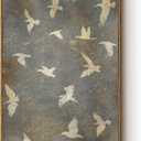 InSimSea Framed Canvas Wall Art Vintage Decor, Home Decor Painting Gold Flying Bird Collage Large Wall Decorations for Living Room, Landscape Modern Canvas Pictures Art for Bedroom Gallery, 16"x24"