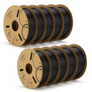 ELEGOO PLA Plus Filament Bundle Black 10KG, 1.75mm PLA+ Tough 3D Printer Filament Dimensional Accuracy +/- 0.02mm, 10 Pack 1kg Spool(2.2lbs) Fits for Most FDM 3D Printers