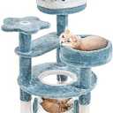 Yaheetech 45.5in Ocean-Themed Cat Tree Multi-Level Cat Tower, Plush Furniture with Shark's Mouth-Shaped Nest, Sea Star-Shaped Perch, Jellyfish-Style Hammock for Indoor Kitty