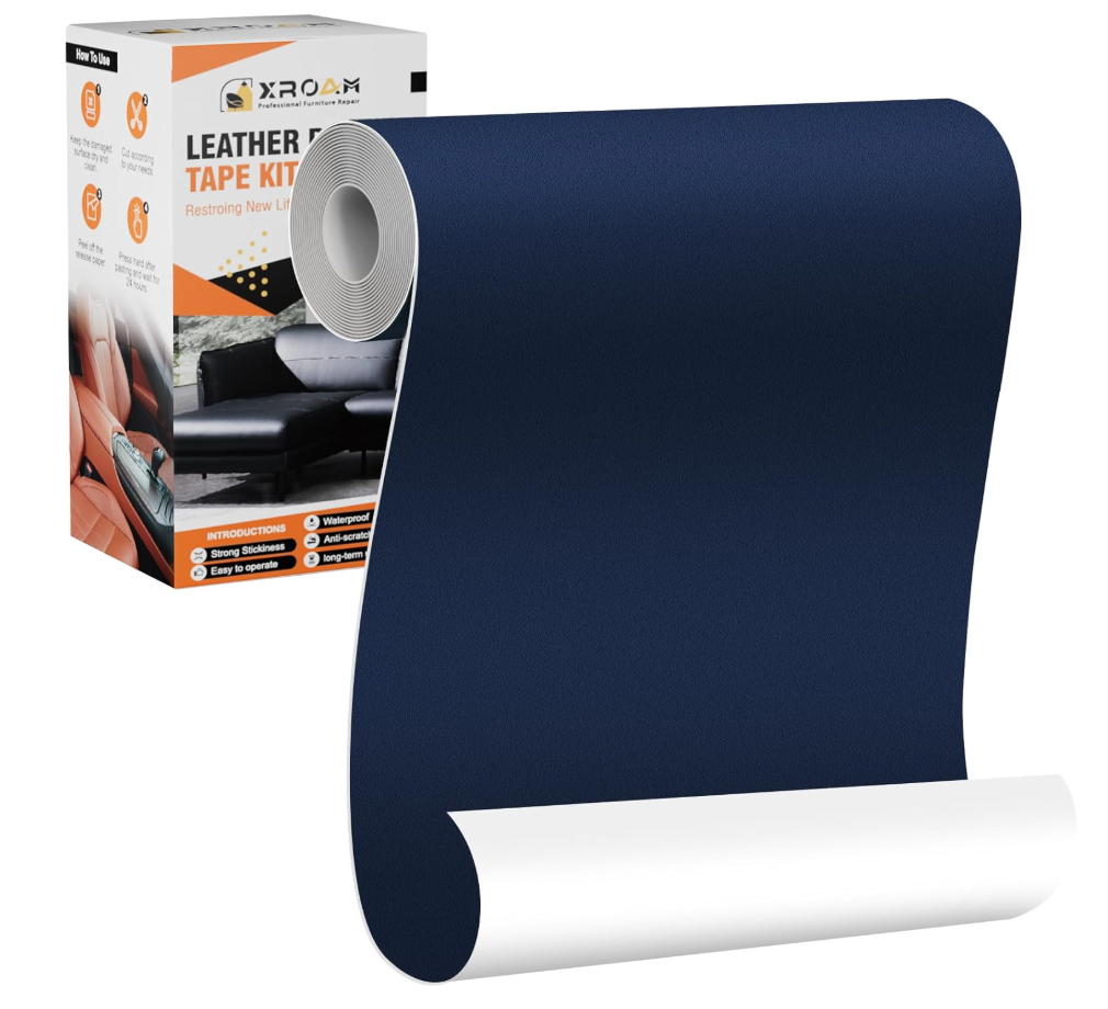 SiiRo 16 X 40 Inch Large Navy Blue Leather Repair Patch, Self Adhesive Waterproof Leather Tape for Furniture, Vinyl Upholstery Repair Sticker Kit for Couch, Car Seats, Sofa & Bags