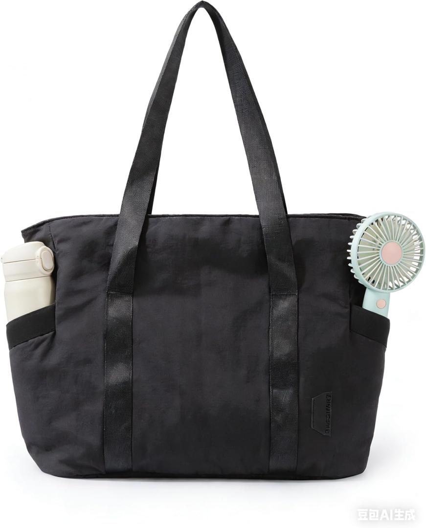 BAGSMART Tote Bag for Women, Tote Bag with Zipper Work Tote with Compartments Nurse Shoulder Handbag for Travel, Gym (Medium, A-black-medium-28l)