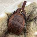 Renaissance Belt Pouch, Steampunk Phone Holder Medieval Bag Leather, Leaf Belt Bag Medieval Viking Belt Women Renaissance Accessories.