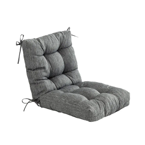 QILLOWAY Outdoor Seat/Back Chair Cushion Tufted Pillow, Spring/Summer Seasonal Replacement Cushions. (Charcoal Grey/Black)